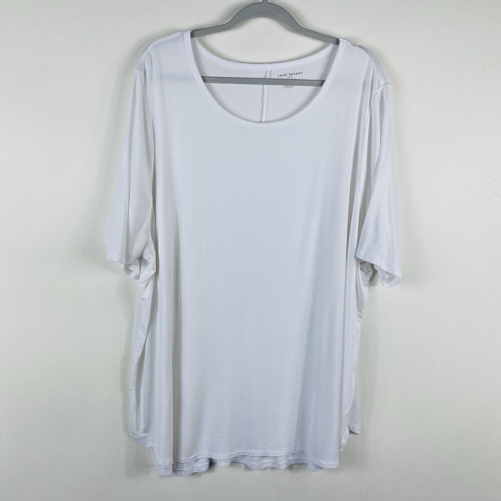 Lane Bryant Plus Size 22 24 Short Sleeve Scoop Neck Tee T-Shirt Top White